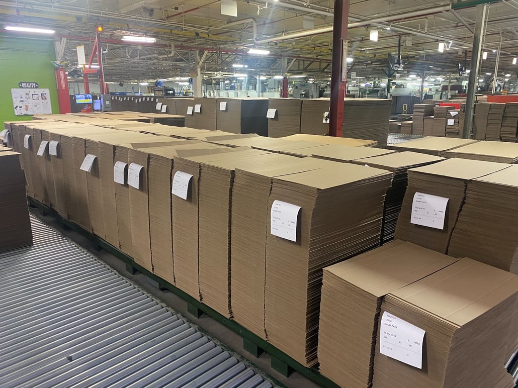 Finished corrugated sheets for packaging from the York facility